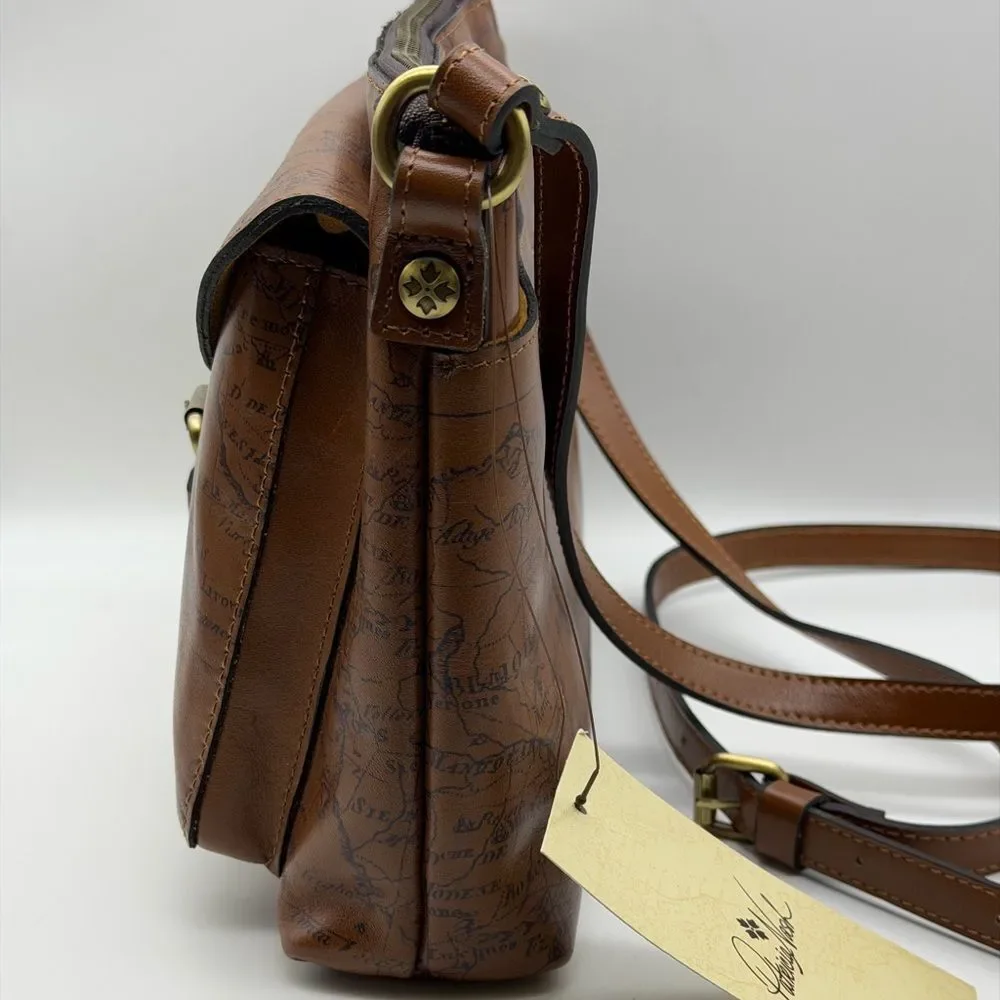 NWT Patricia Nash Avelino Leather Crossbody with Vintage Map of Print Italy